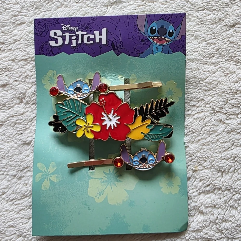 New Disney Lilo and Stitch Girls hair accessories: Bow Set of 3, Clip Set of 3